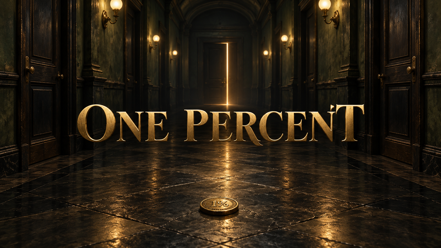 One Percent teaser artwork in dark and gold tones